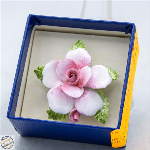 VINTAGE HAND PAINTED FINE BONE CHINA BROOCH