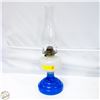 Image 1 : VINTAGE GLASS OIL-LAMP WITH BLUE BASE,