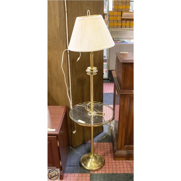 VINTAGE LAMP WITH BUILT IN/ATTACHED SIDE TABLE