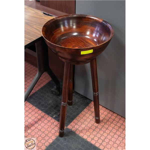 WOODEN SALAD BOWL 17" DIAMETER + STAND H-33"