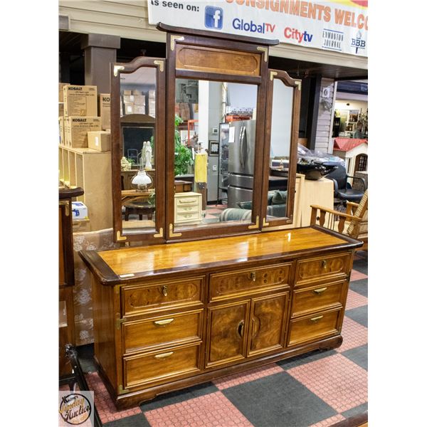 ORIENTAL THEMED BEDROOM DRESSER WITH