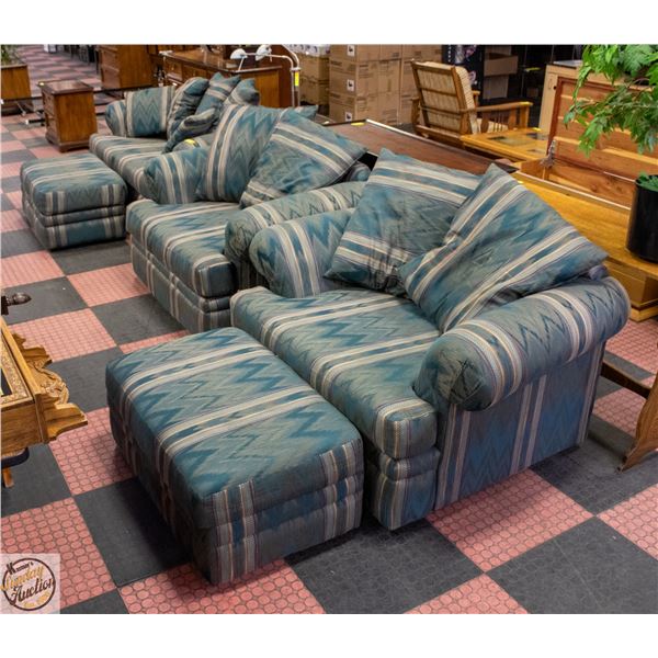 LOVESEAT WITH 2 CHAIRS/2 OTTOMANS WITH
