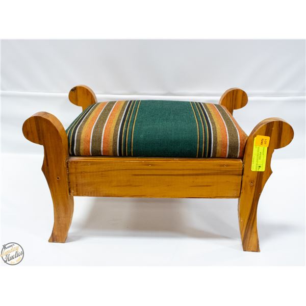 SMALL STOOL/FOOT REST WOODEN FRAMED H-11"