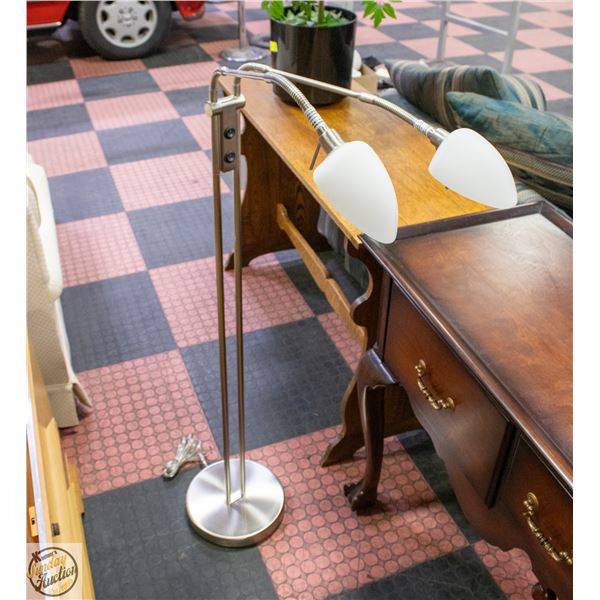 2 ARM BRUSHED NICKEL FLOOR LAMP
