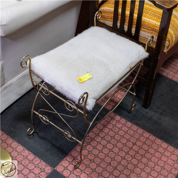 METAL FRAMED FAUR FUR STOOL