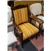 Image 1 : VINTAGE WOODEN ARM CHAIR WITH ORANGE/