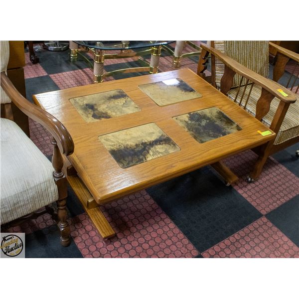 SOLID WOOD COFFEE TABLE H-17.75" W-30.5"