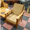 Image 1 : VINTAGE WOODEN ARM CHAIR WITH ORANGE/