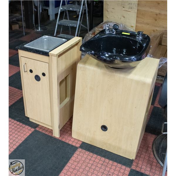 SALON SINK ON CABINET W/ SIDE CABINET