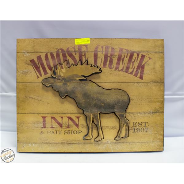 MOOSE CREEK INN + BAIT SHOP WOOD 26" X 20"