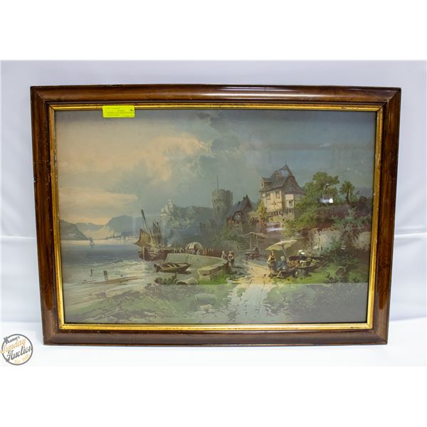 VINTAGE MG HILLER LITHOGRAPH 30"X22"