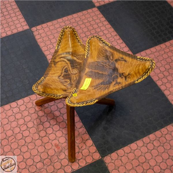 VINTAGE LEATHER FOOTSTOOL