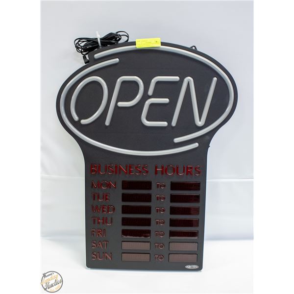 NEWON OPEN/HOURS SIGN TESTED WORKING 15" HIGH