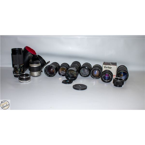 BOX LOT MISC CAMERA LENSES 7 CAMERAS