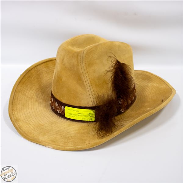 VINTAGE TAN BECO COWBOY HAT SIZE LRG 7-1/4 -