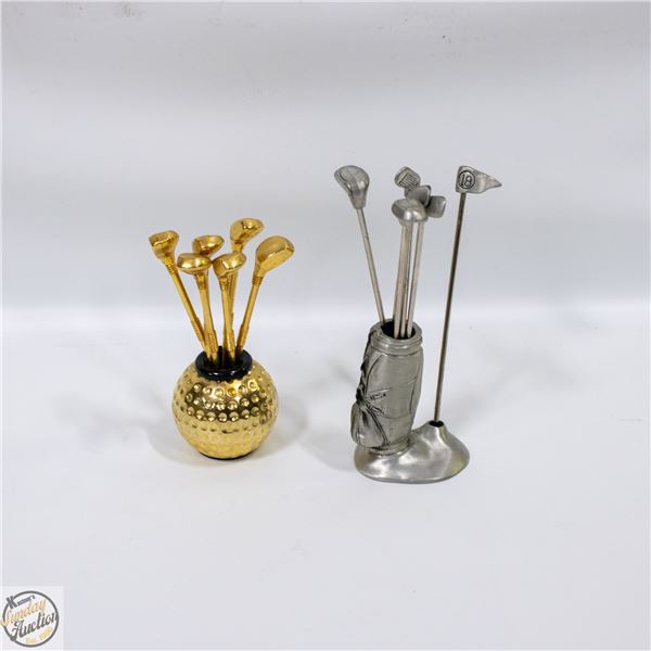 2 VINTAGE GOLF MINI FORKS FOR APPETIZERS 1 PEWTERS