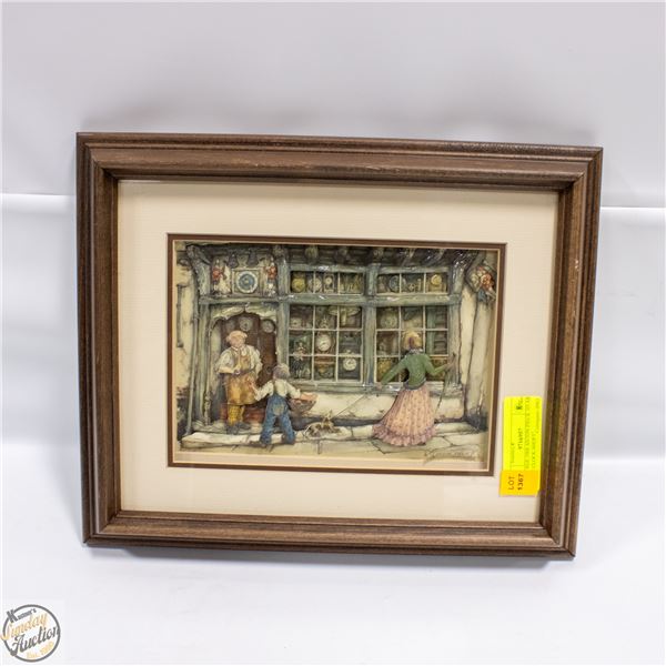 VINTAGE 1968 ANTON PIECK 3D ART "THE CLOCK SHOPT"