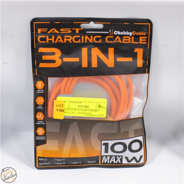 BRAND NEW SEALED CHUBBY CABLE 3 IN 1 100 WATTS