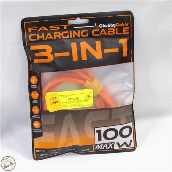 BRAND NEW SEALED CHUBBY CABLE 3 IN 1 100 WATTS