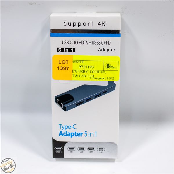 BRAND NEW USB-C TO HDMI, ETHERNET & USB 3 PD
