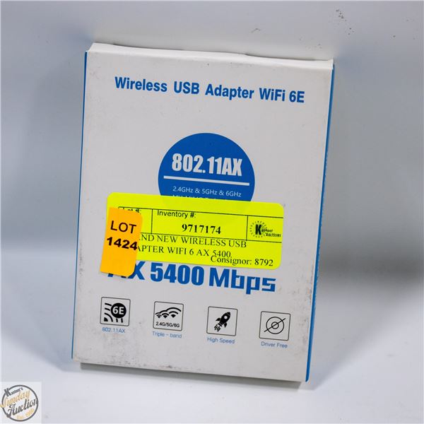 BRAND NEW WIRELESS USB ADAPTER WIFI 6 AX 5400
