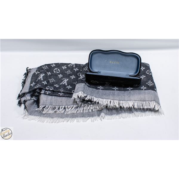 LOUIS VUITTON SCARF & GUCCI EYEGLASS CASE TOGETHER
