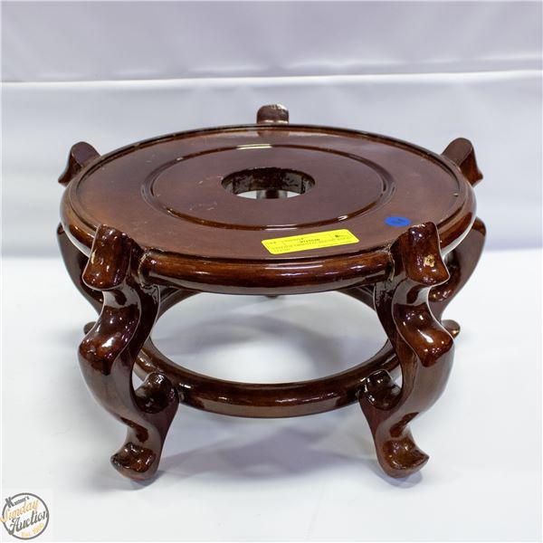 VINTAGE ORIENTAL ROUND WOOD STAND