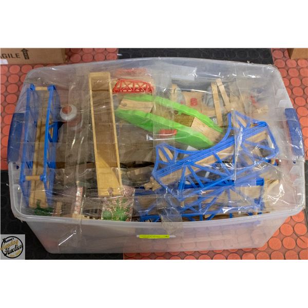 VINTAGE WOOD TRAIN SET WITH TRACKS