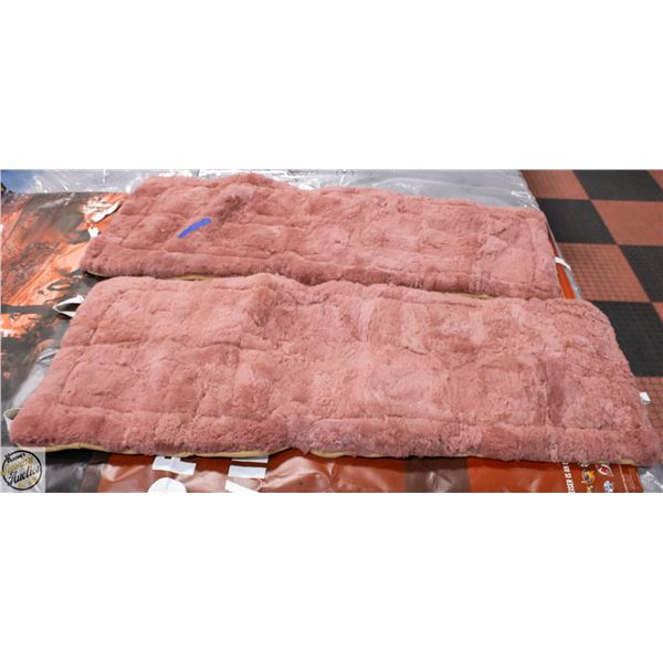 LOT OF 2 DARK RED SHERPA STYLE SEAT COVERS