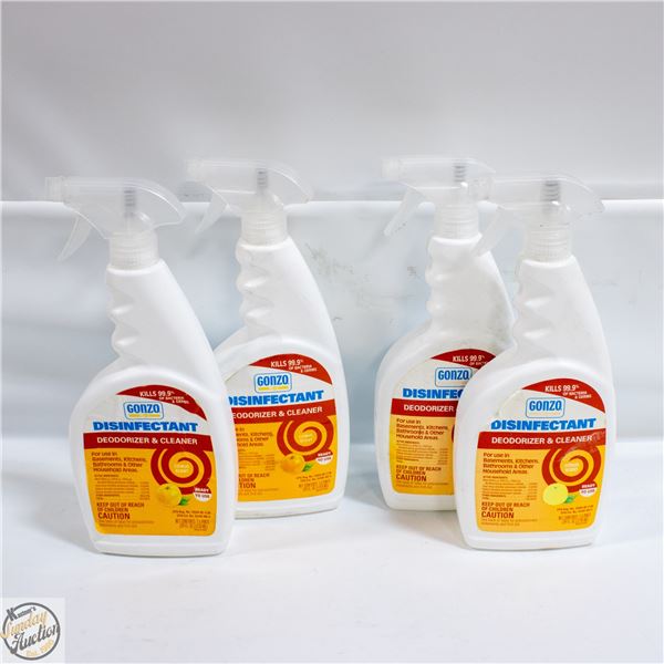 4 BOTTLES OF GONZO DISINFECTANT SPRAY 710ML PER