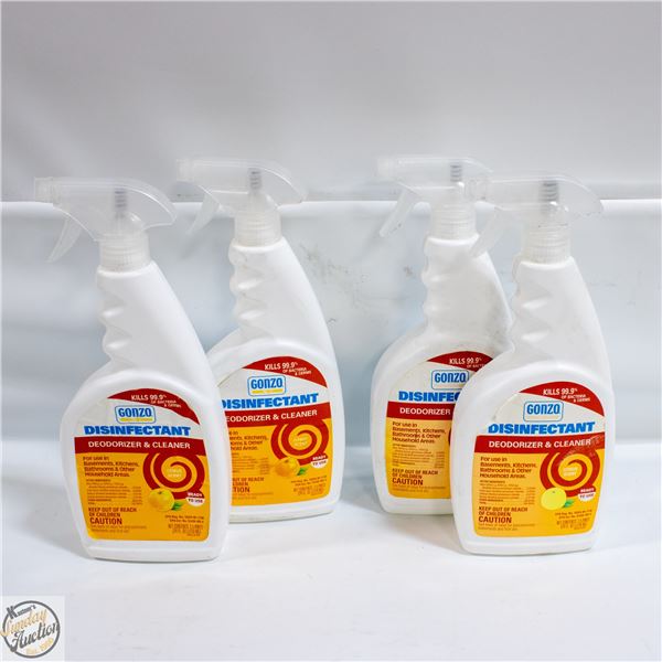 4 BOTTLES OF GONZO DISINFECTANT SPRAY 710ML PER