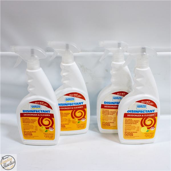 4 BOTTLES OF GONZO DISINFECTANT SPRAY 710ML PER