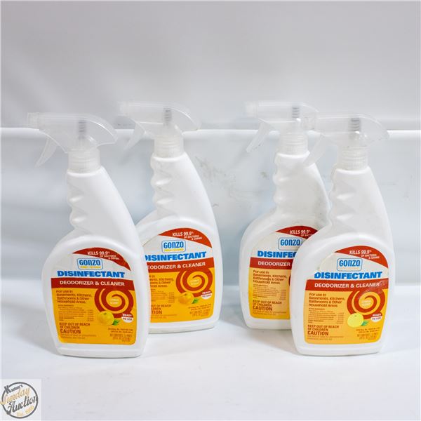 4 BOTTLES OF GONZO DISINFECTANT SPRAY 710ML PER