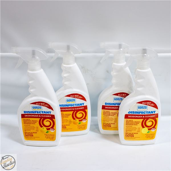 4 BOTTLES OF GONZO DISINFECTANT SPRAY 710ML PER