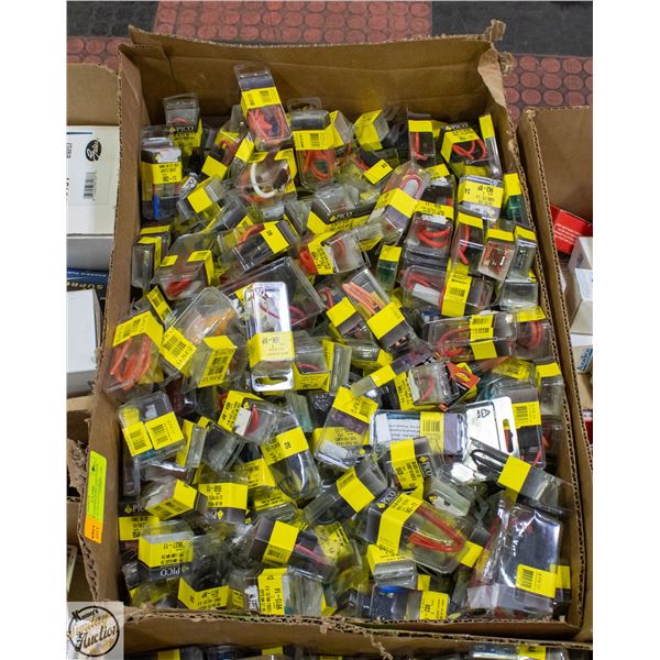 BOX OF CONNECTORS AND OTHER SMALL AUTO ACCESSORIES