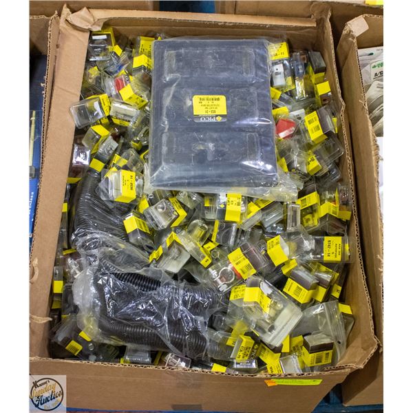 BOX OF SMALL AUTOPARTS / HARDWARE AND MORE