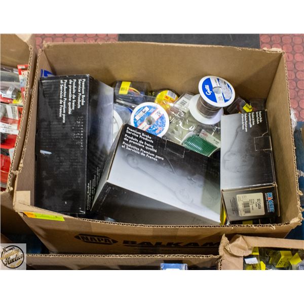 BOX OF VARIOUS NEW IN BOX CAR PARTS