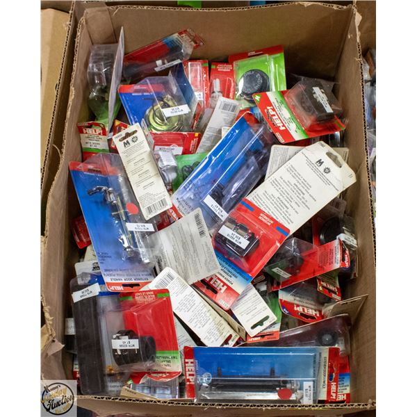 BOX OF SMALL AUTOPARTS / HARDWARE AND MORE