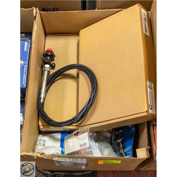 BOX OF CROWN CONTROLS AND OTHER AUTO ACCESSORIES