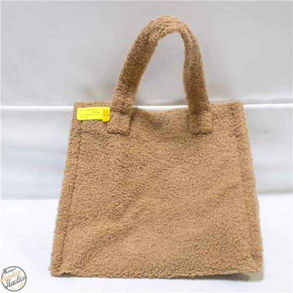ESTATE BROWN FUZZY HANDLED TOTE BAG