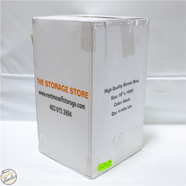 CASE WITH 4 BLACK ROLLS OF SHRINK WRAP