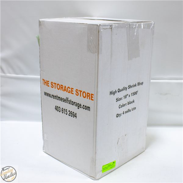 CASE WITH 4 BLACK ROLLS OF SHRINK WRAP