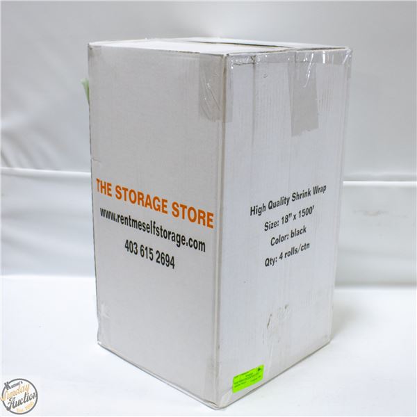 CASE WITH 4 BLACK ROLLS OF SHRINK WRAP