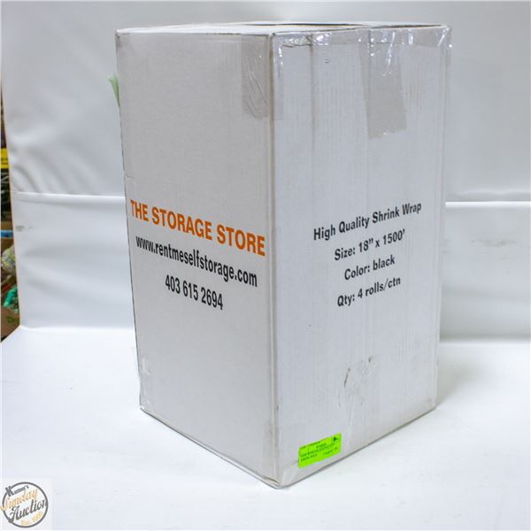CASE WITH 4 BLACK ROLLS OF SHRINK WRAP