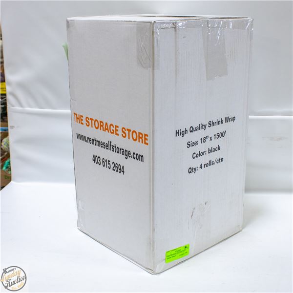 CASE WITH 4 BLACK ROLLS OF SHRINK WRAP