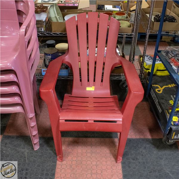 DECK CHAIR PLASTIC RED COLOR