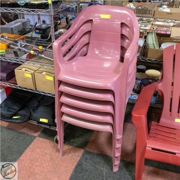 DECK CHAIR PLASTIC SALMON COLOR SET OF 5