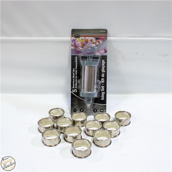 12 SP NAPKIN RINGS & ICING DECORATING KIT