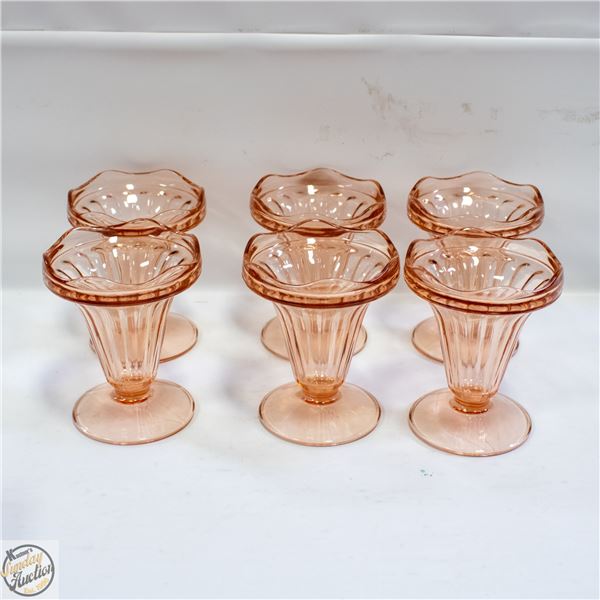 6 VTG. LUMINARC ROSALINE PINK GLASS