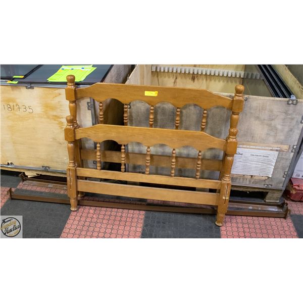 TWIN BED FRAME STAINED WOOD HEADBOARD